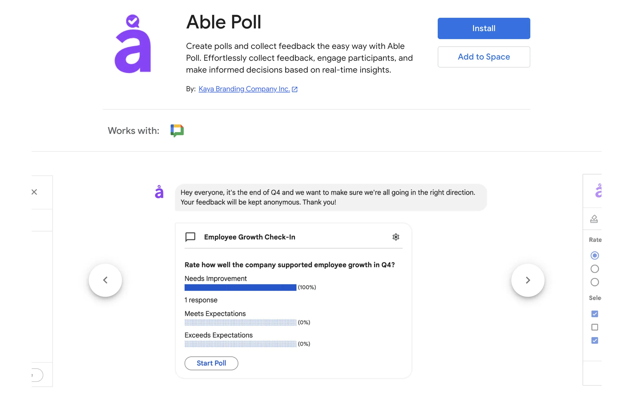 Able Poll on Google Marketplace